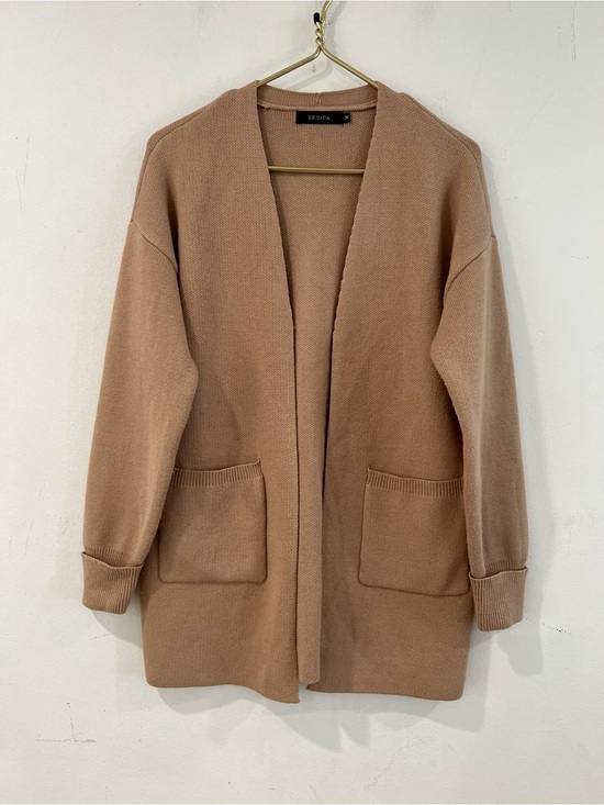 Zesica Sweaters - Zesica Open-Front Long Cardigan Sweater in Camel M
